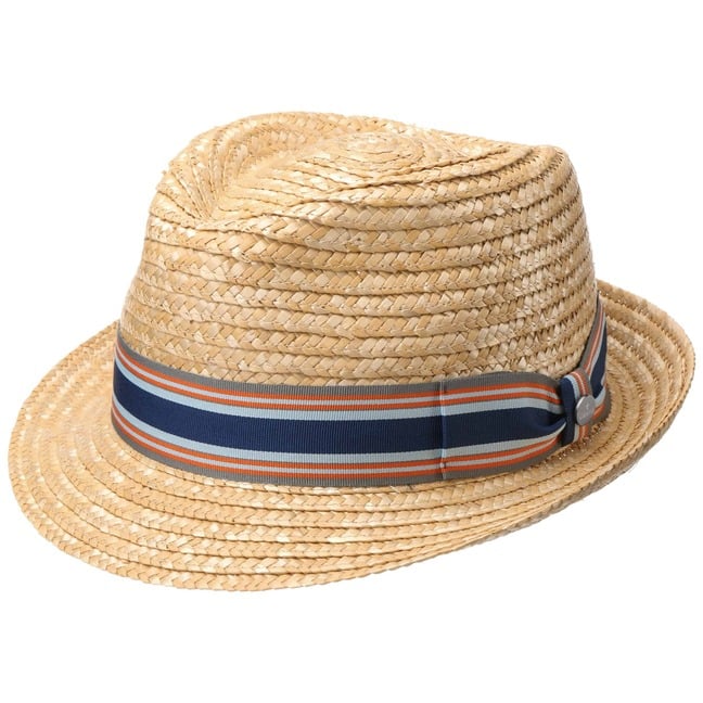 Lipodo Ribbon Trilby Striped Straw Hat for Men/Women - 100% Straw - Made in Italy - Summer Hat in S-XL - Striped Grosgrain Ribbon, Natural Lipodo Ribbon Trilby Striped Straw Hat for Men/Women - 100% Straw - Made in Italy - Summer Hat in S-XL - Striped Grosgrain Ribbon, Natural