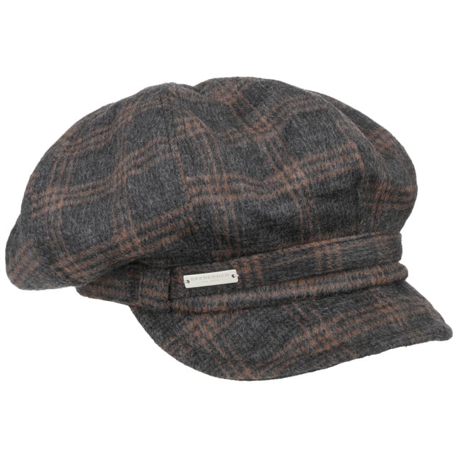 Luxus Tweed Ballonmütze Damen – Mit Goldener Kette, Achteckig, Dick & Elegant