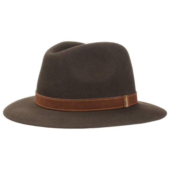ORIGI. BORSALINO HUT Qualita Superiore Haarfilz Hellgrau Fedora
